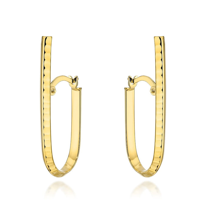 Cercei de aur cu tija alungita decorati cu diamante