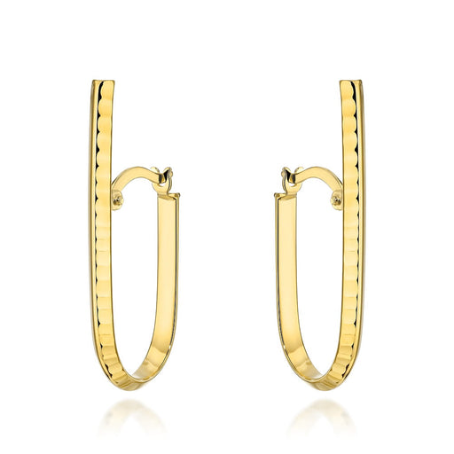 Cercei de aur cu tija alungita decorati cu diamante