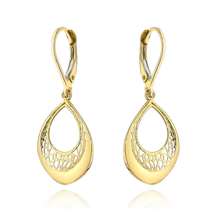 Cercei cu lacrimi ajurati de aur