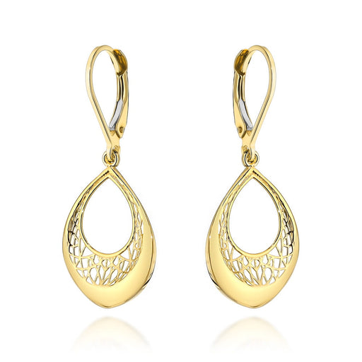 Cercei cu lacrimi ajurati de aur