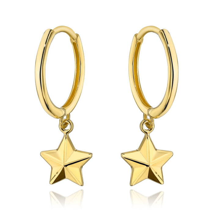 Cercei Aur 14K, Model Rotund cu Steluță