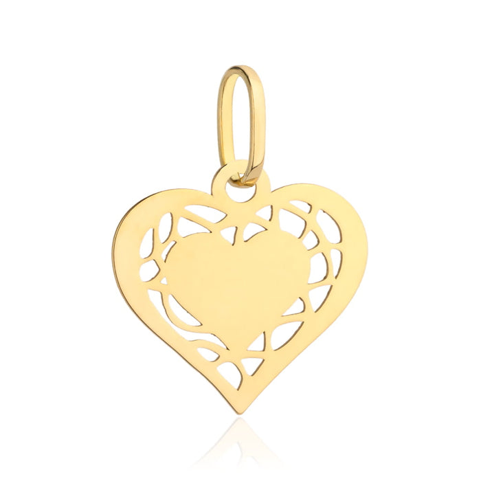 Pandantiv Aur 14K Două Inimi și Design Elegant