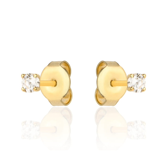 Cercei de aur cu zircon alb central