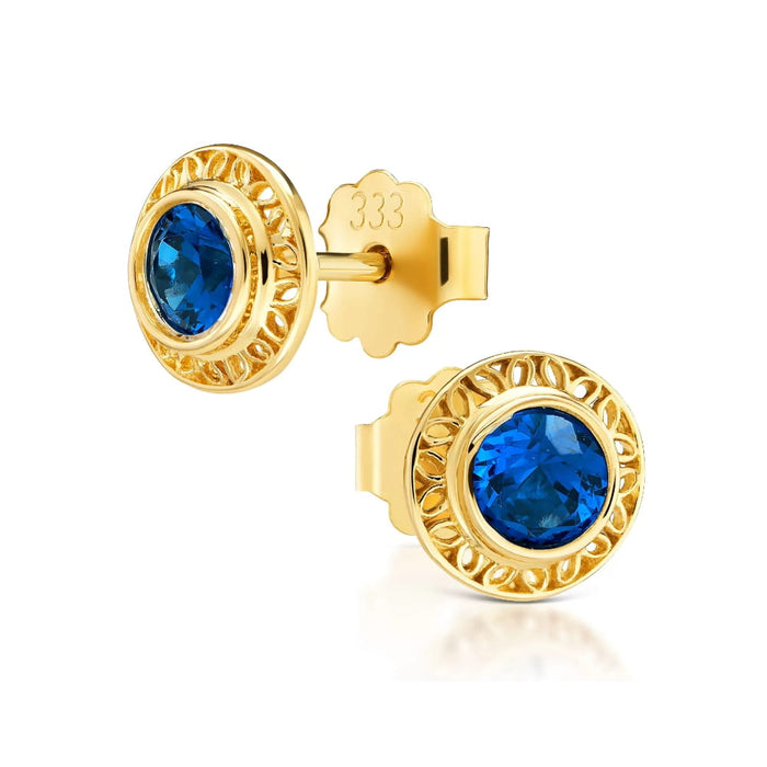 Cercei Aur 8K Ajour cu Zirconiu Albastru