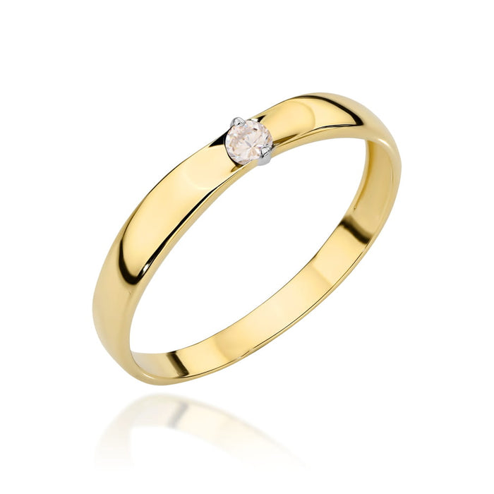 Inel clasic de aur cu o piatră albă