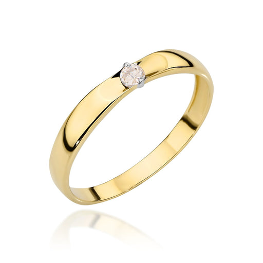 Inel clasic de aur cu o piatră albă
