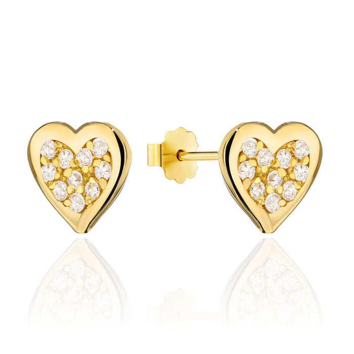 Cercei Aur 14k cu Inimioara si Zirconii