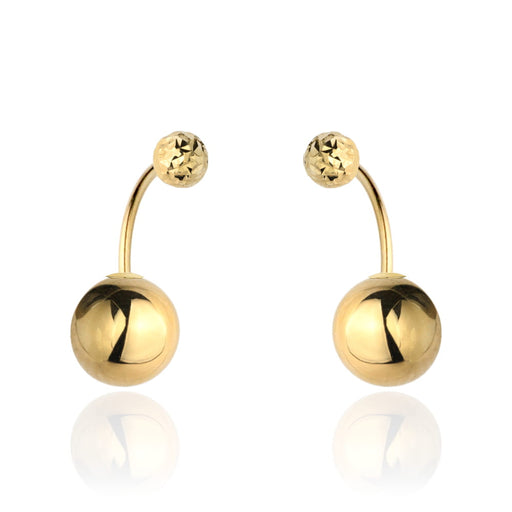 Cercei Aur Galben 14K cu o Bilă Diamantată