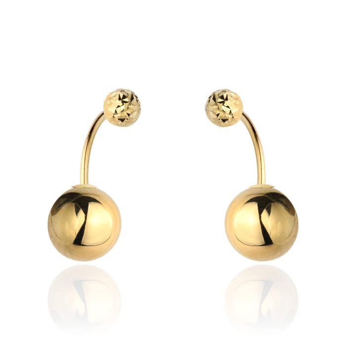 Cercei Aur Galben 14K cu o Bilă Diamantată
