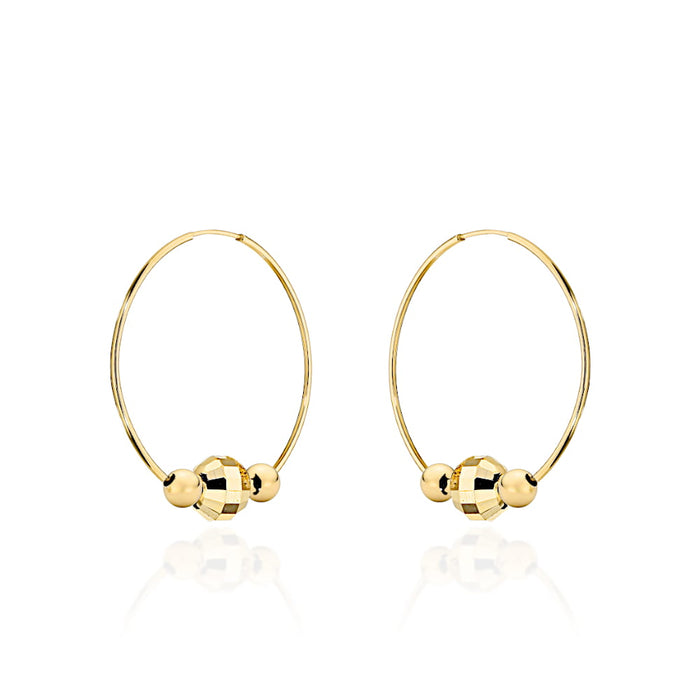 Cercei cerc de aur cu trei bile decorative