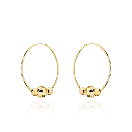 Cercei cerc de aur cu trei bile decorative