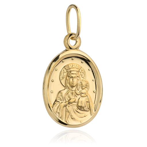 Medalion Maica Domnului în Oval Neted, Aur 14K
