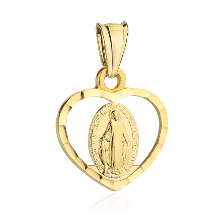 Medalion Miraculos din Aur, Într-o Ramă Diamantată în Formă de Inimă