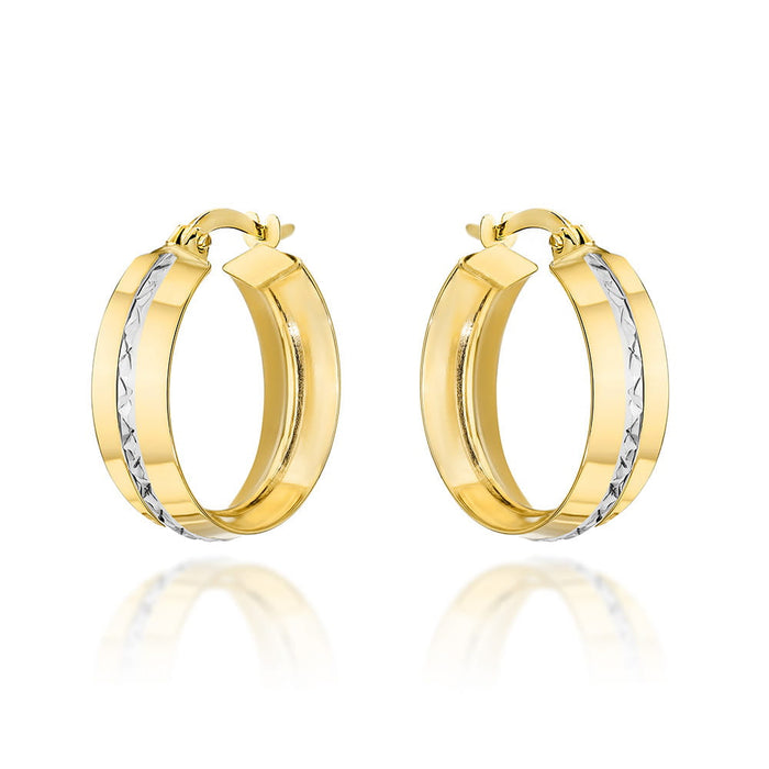 Cercei cerc de aur în două culori de aur cu închizătoare englezească