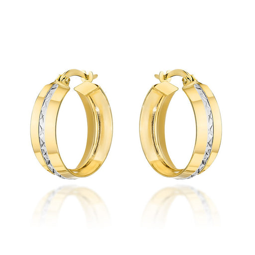 Cercei cerc de aur în două culori de aur cu închizătoare englezească