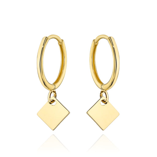 Cercei cerc de aur cu romb agățat