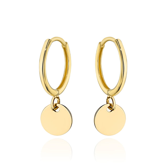 Cercei cu cerc de aur cu un cerc complet suspendat