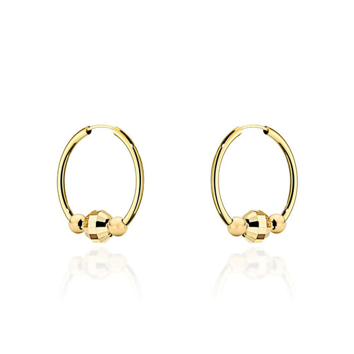 Cercei cerc de aur cu trei bile decorative