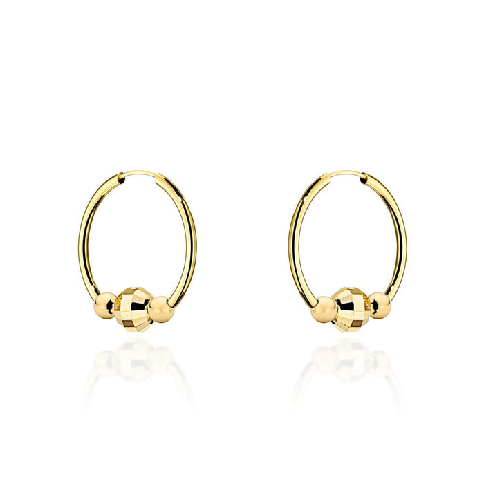 Cercei cerc de aur cu trei bile decorative