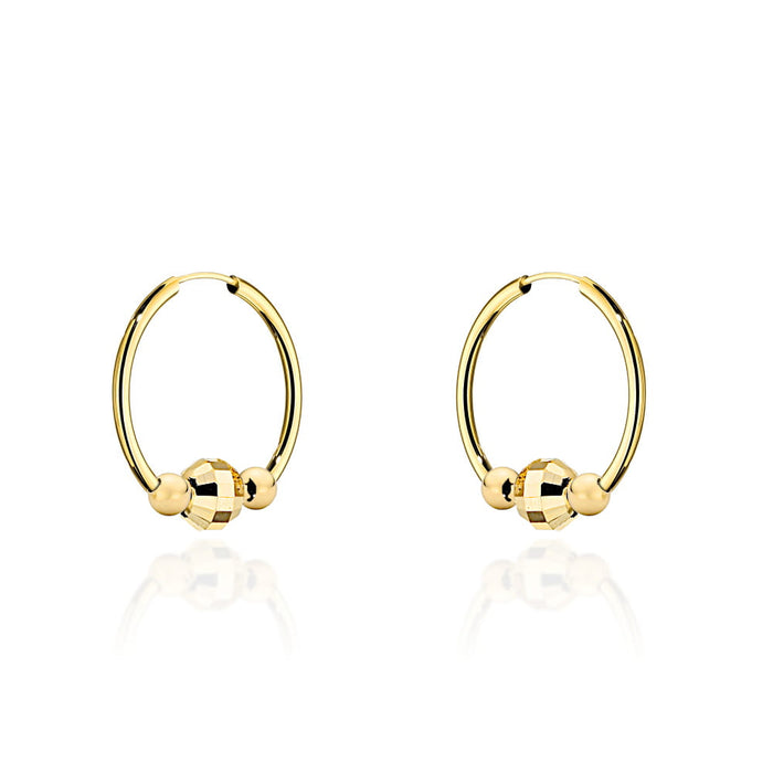 Cercei cerc de aur cu trei bile decorative