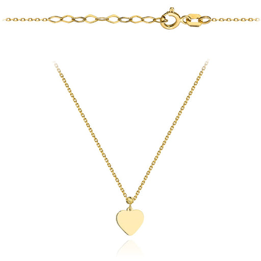 Colier de aur, inimă netedă cu o minge de diamant, super ușor