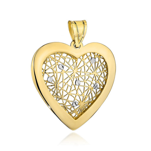 Pandantiv cu inimă ajurata din aur într-un cadru