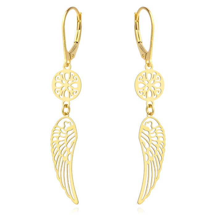 Cercei cu cerc și aripi din aur, ajurati, cu închizătoare englezească