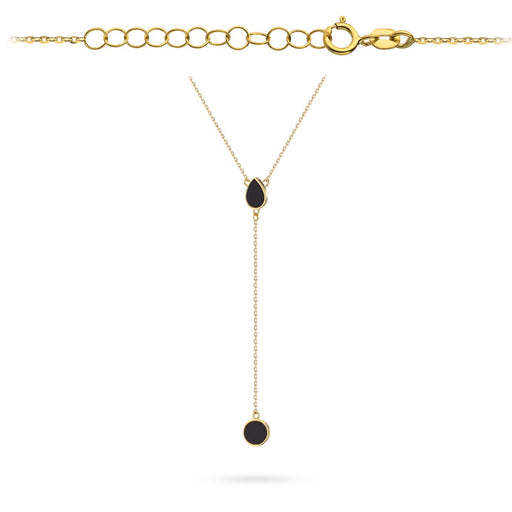 Colier de aur cu cravată în lacrimă și cerc cu piatră de agat