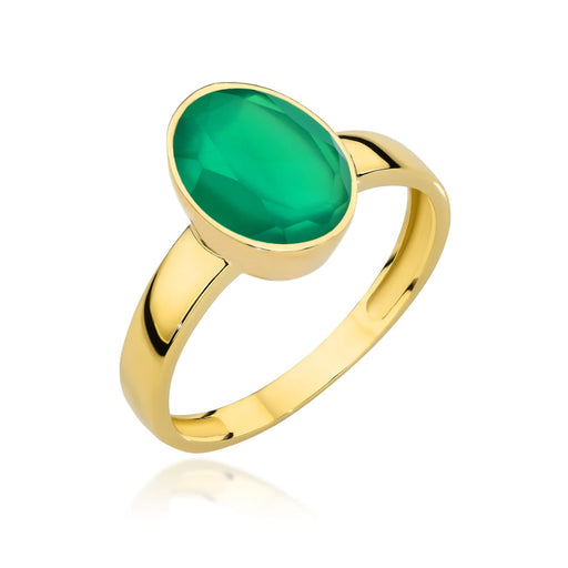 Inel din Aur 14K cu Agat Verde Natural