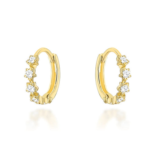 Cercei flori de aur cu zirconi albi pe creola