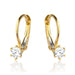 Cercei de aur cu zircon alb central pe o închizătoare franceză