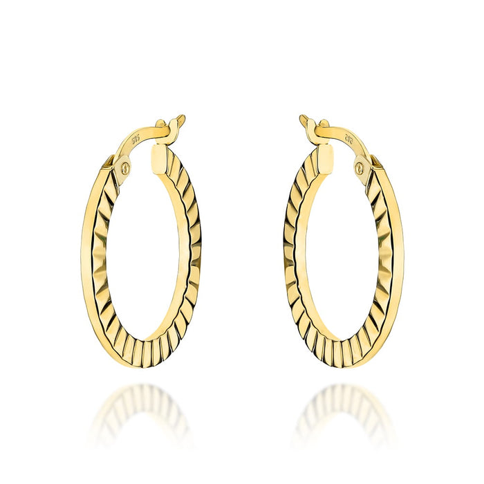 Cercei cerc de aur sculptati pe laterale