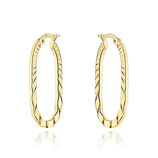 Cercei ovali de aur decorati pe laterale