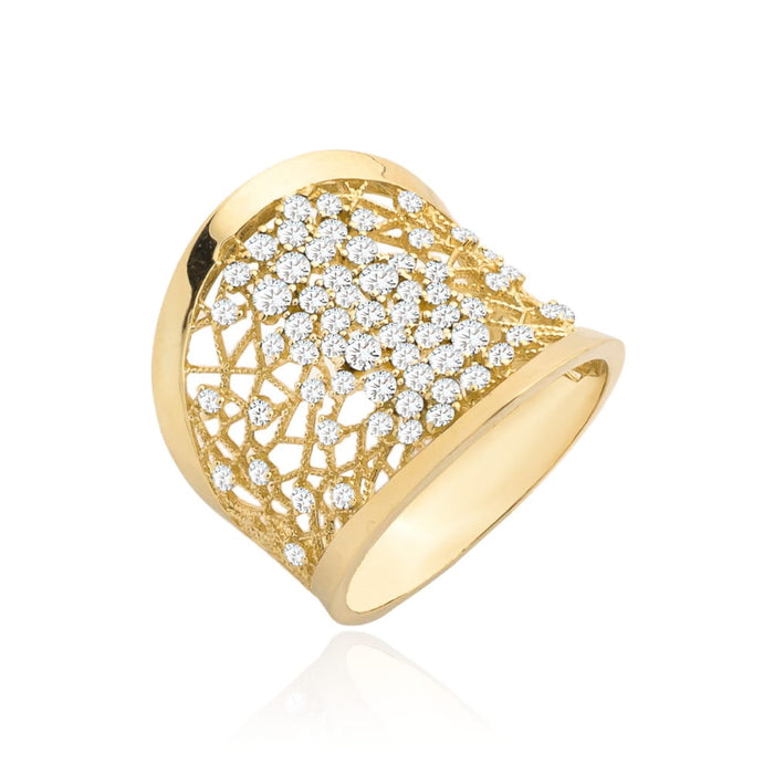 Inel Din Aur Așternut Cu Zirconii Albe