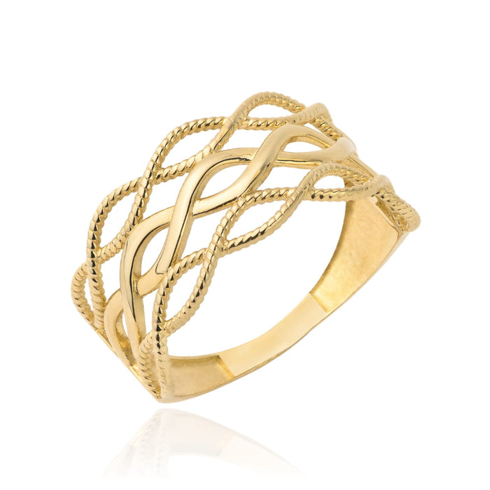 Inel din Aur Galben cu Simboluri Infinit