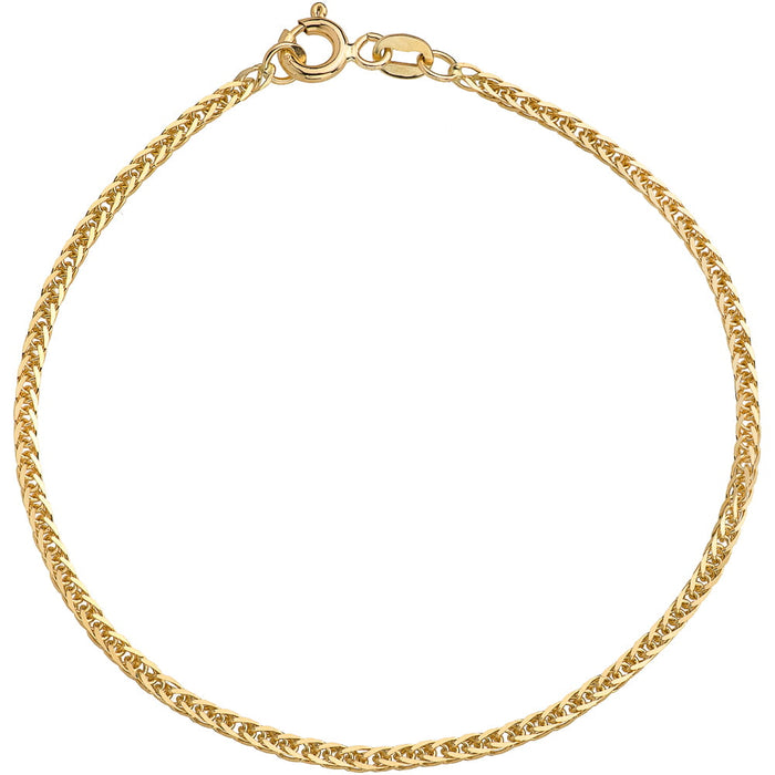 Brățară Aur 14K Model Coadă de Vulpe, Diamată, 18 cm, Lățime 1 mm