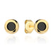 Cercei stud din aur cu piatră neagră într-un cadru neted