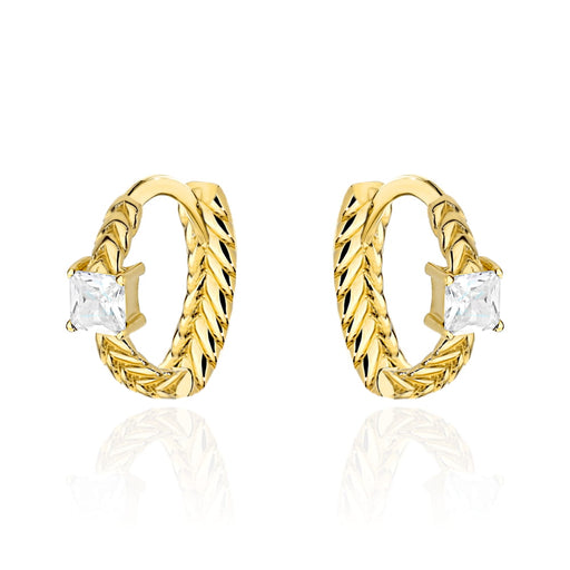 Cercei Aur Împletit cu Piatră Prețioasă
