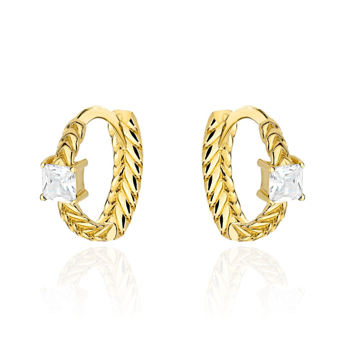 Cercei Aur Împletit cu Piatră Prețioasă