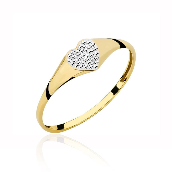 Inel Aur Galben Inimă Cu Zirconii