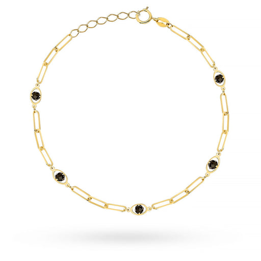 Brățară din Aur 14K cu Zale Ovale și Pietre Negre