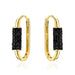 Cercei Aur Galben Oval Cu Pietre Negre