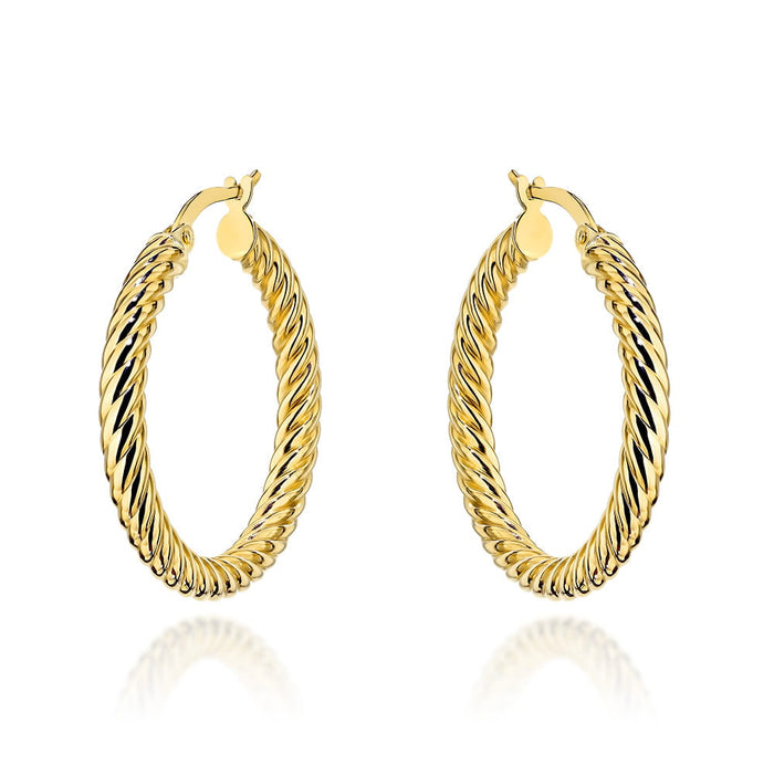 Cercei Aur 14K, Model Rotund cu Textură Densă