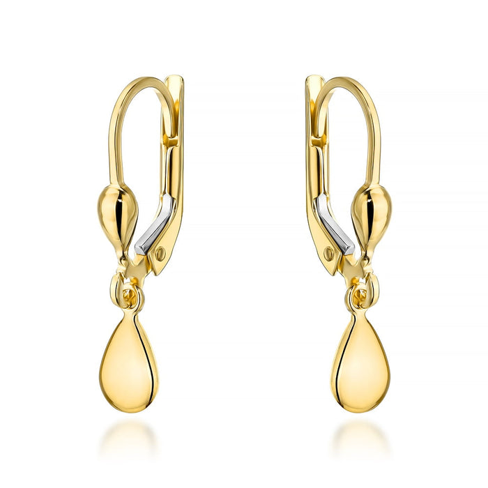 Cercei Aur Galben Model Lacrimă cu Închidere Engleză