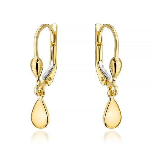 Cercei Aur Galben Model Lacrimă cu Închidere Engleză
