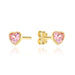 Cercei Aur 14K cu Inimioare și Piatră Roz