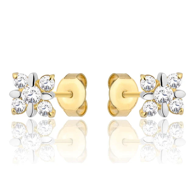 Cercei Aur 8K Floare cu Zirconiu