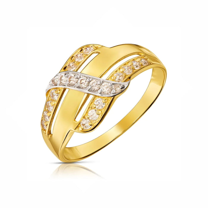 Inel Aur 8K cu Zirconii Împletit Elegant