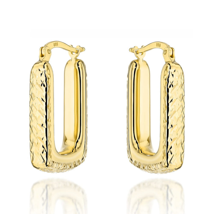 Cercei Aur 14K Decupați Rectangulari Mari