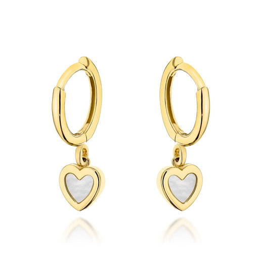 Cercei Aur 14K, Tortițe cu Inimioară din Sidef